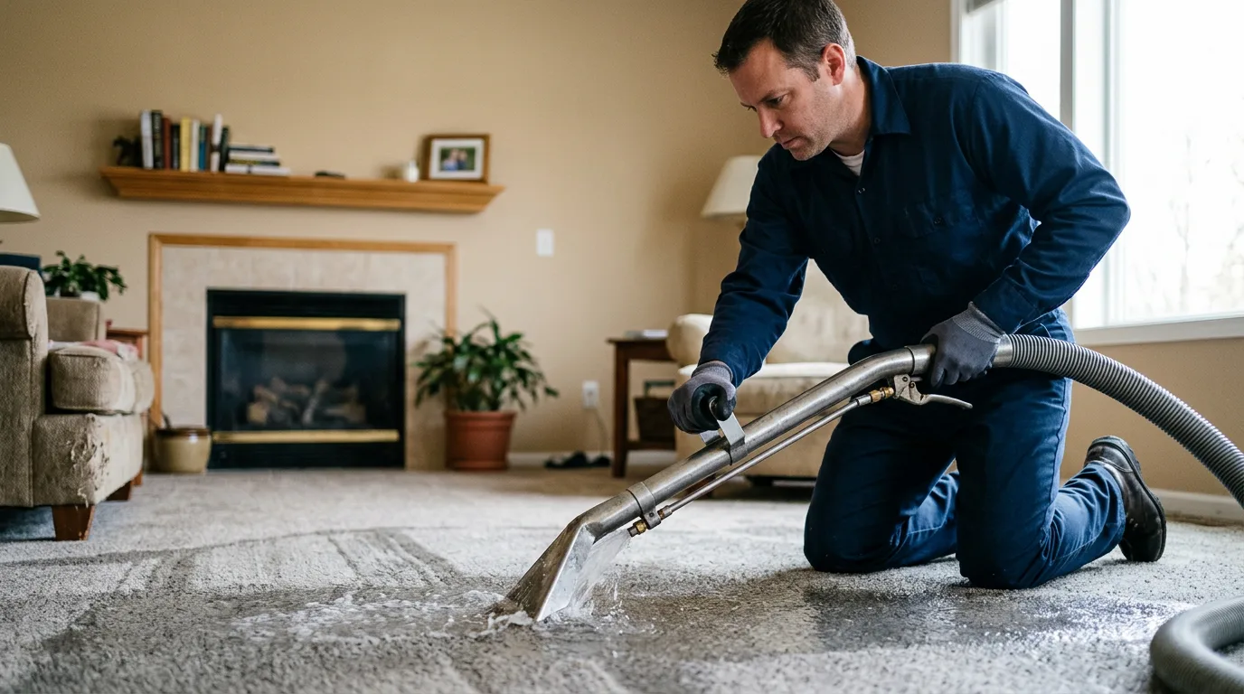 Water damage restoration technician working near New Holland, OH